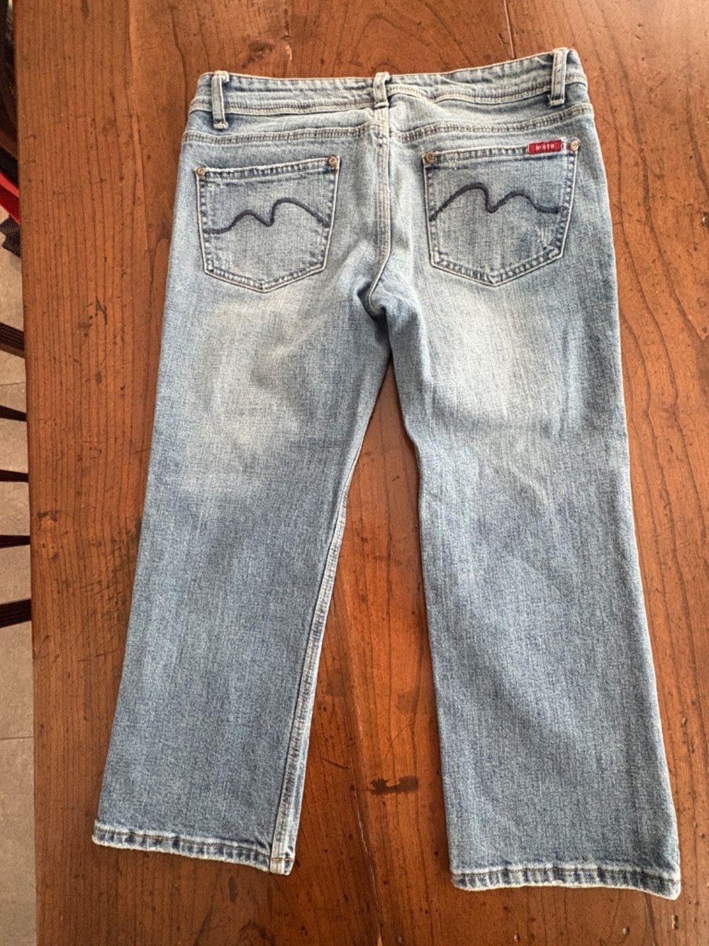 MOTO UK Design Wide Leg Capri Jeans Blue Light Wash Cropped Y2K Denim Size 29